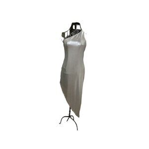 DONNA KARAN x REVOLVE Asymmetrical Dress Silver Size XS
